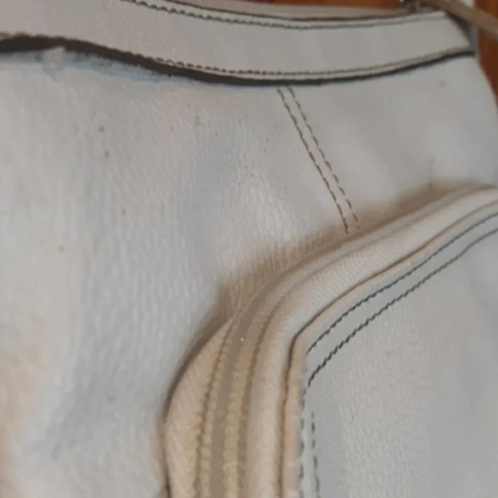Tignanello Small White Pebbled Leather Crossbody | Organizer Purse Bag